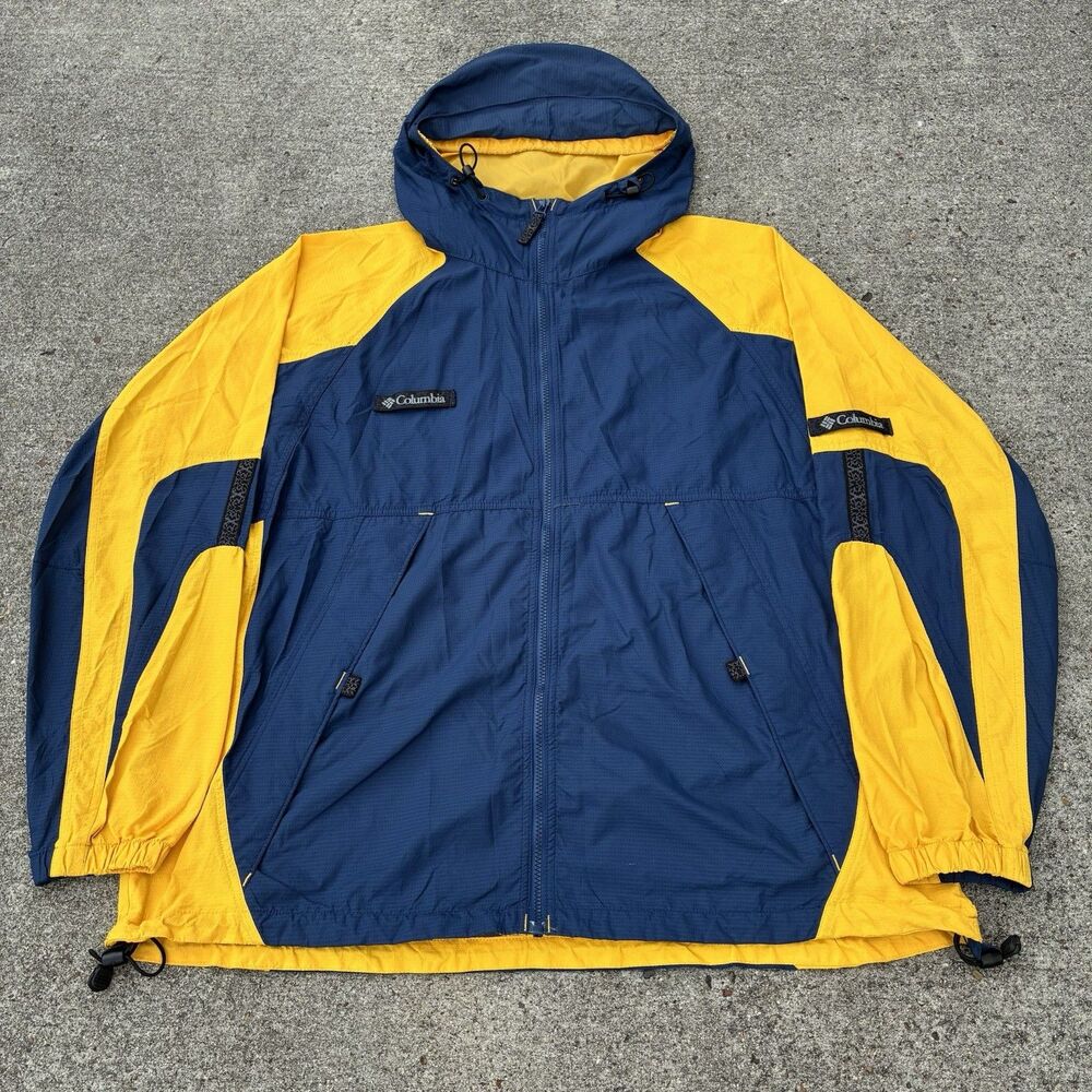 vtg 1990’s Columbia Sport Sportswear Windbreaker Jacket - Men’s XL - Blue/Yellow